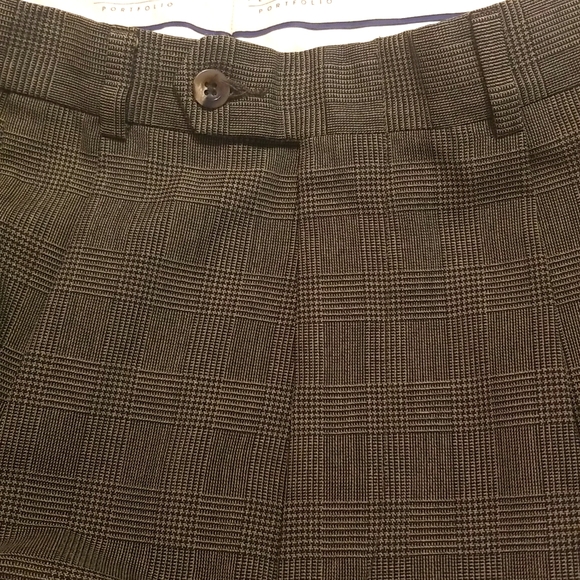 Perry Ellis Portfolio Pleated Cuffed Dress Pants in Loden Glen Plaid; Sz 33 x 30 - Picture 8 of 8